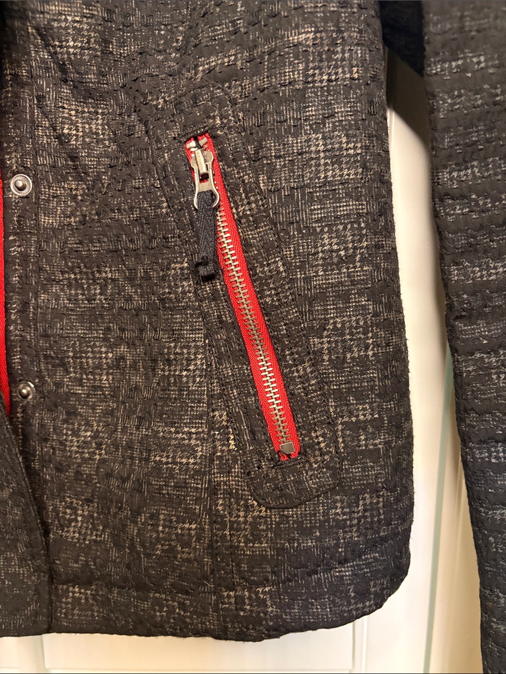Free People Moto Black Jacket with Red Zipper Accents 8 - Picture 6 of 9